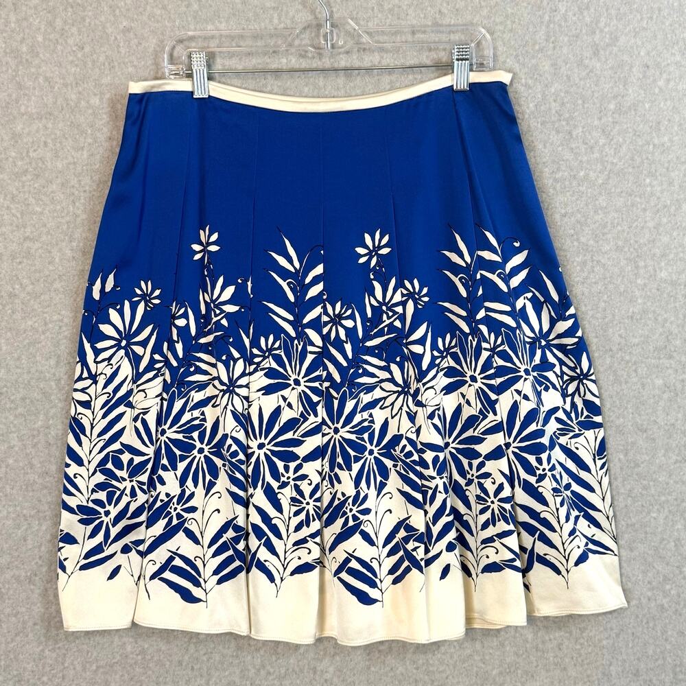 Vtg Etcetera 100% Silk Skirt Size 12 Floral Elevated Career Party Cerulean